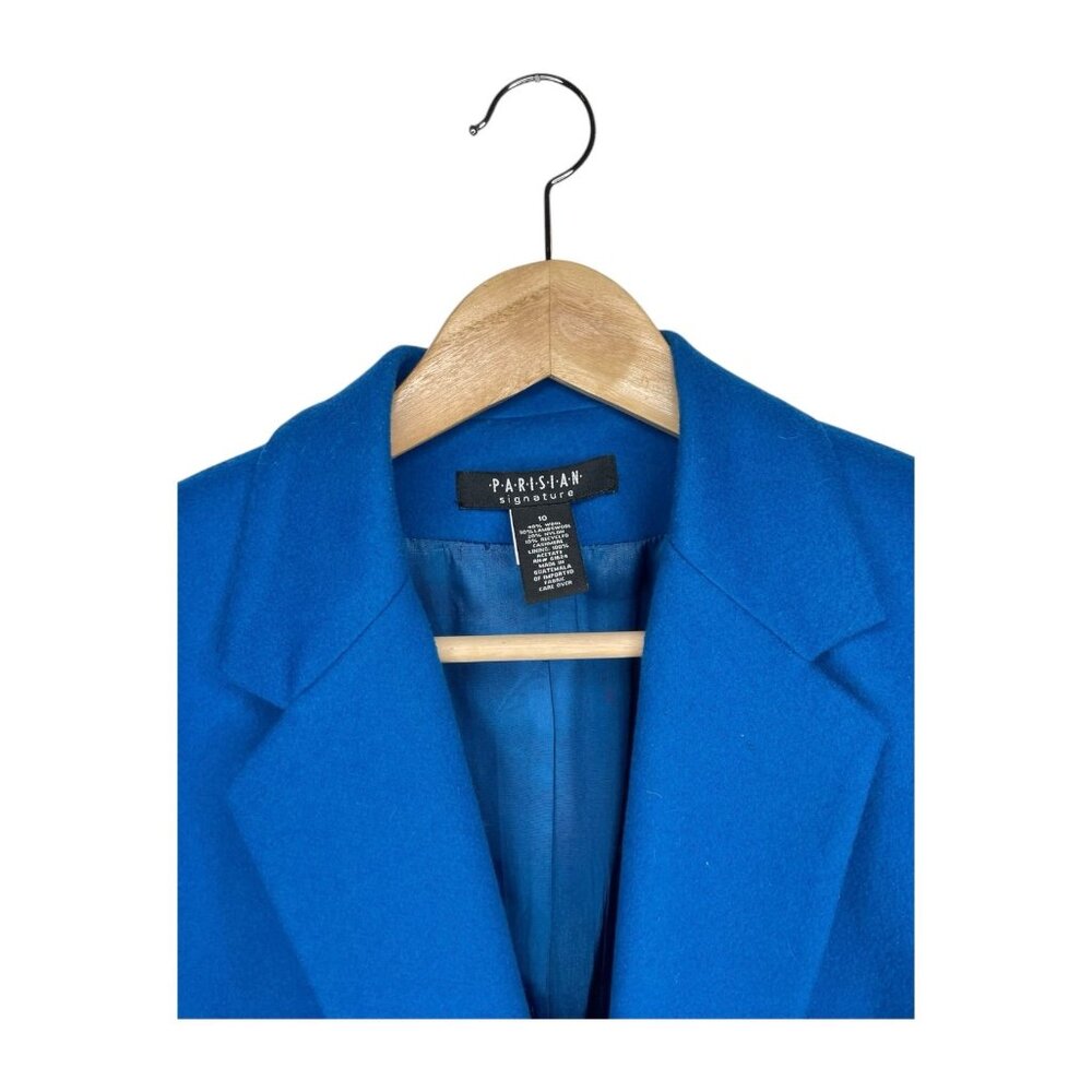 Vintage Blue Wool Cashmere One-Button Blend Blazer Size 10 - Picture 2 of 8
